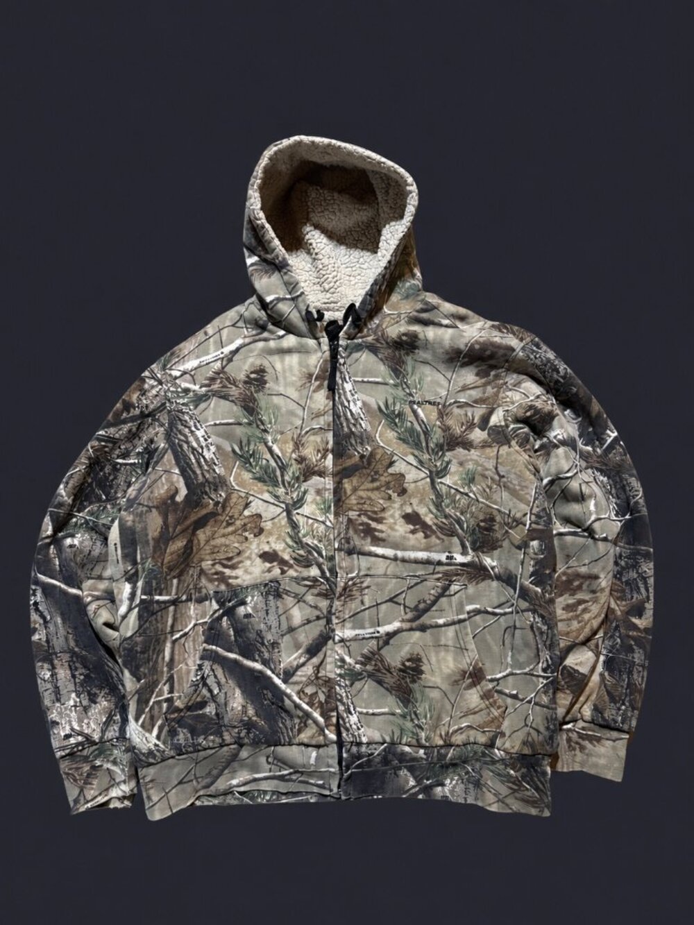 Realtree AP Camo Sherpa Lined Full Zip Hoodie Mens Large